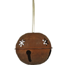 Dekoratívny hrdzavý zvonček so vzorom snehových vločiek a závesom