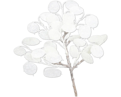 Umelá vetva Mesačníka LUNARIA 35 cm biela Dekoratívna vetva s okrúhlymi listami