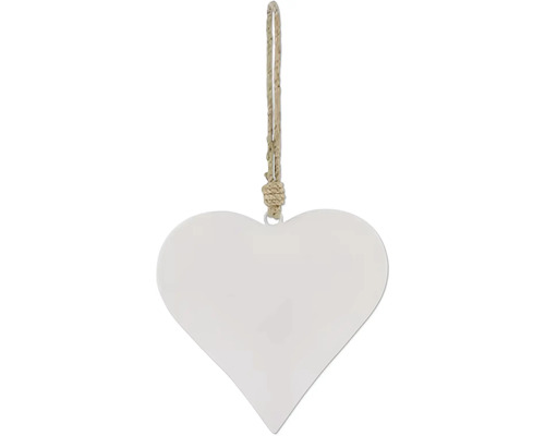 Závesná dekorácia Kovové srdce, biele, 14,6x2,5x14 Ozdoba v tvare srdca so závesom na šnúrke