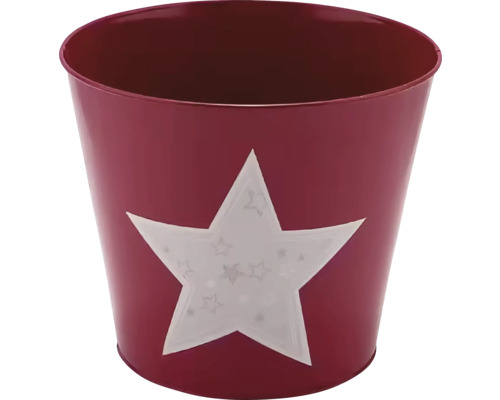 Obal na kvetináč červený s hviezdou 13x13 Dekoratívny kovový vedro s motívom hviezdy