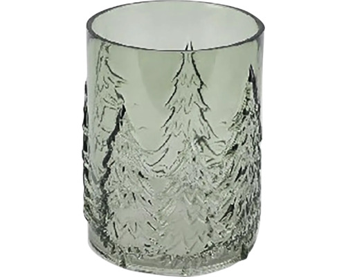 Svietnik na čajovú sviečku JEDLE sklo zelená 12x12x16 cm Svietnik s motívom vianočného stromčeka