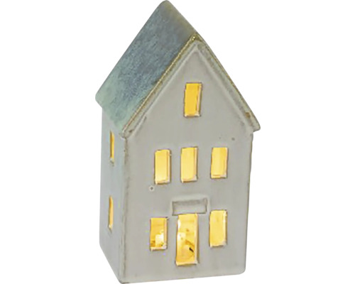 Dekoratívny keramický dom s osvetlením okien