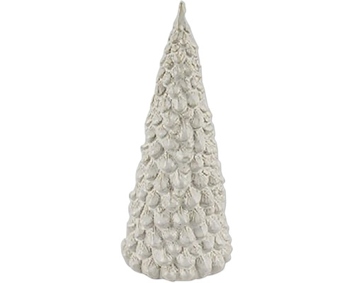 Keramický vianočný stromček zasnežený béžová/krémová 7,5x7,5x15,5 cm Dekoratívna figúrka vianočného stromčeka