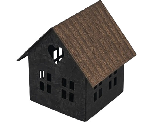 Drevený dekoratívny domček s okienkom v tvare srdca a strechou