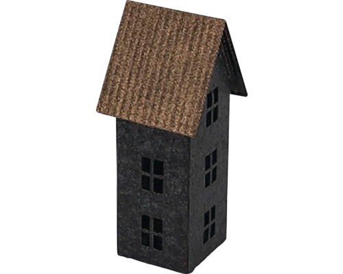 Vianočný domček BRONZE kov čierna/bronzová 9,5x9x22 cm Dekoratívny model domu s tromi poschodiami a strechou