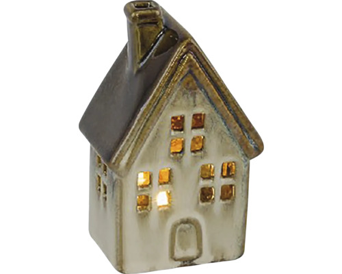 Vianočný domček TROLL LED keramika, hnedá/béžová 7,5x5,5x12,5 cm Dekoratívny keramický dom s osvetlením