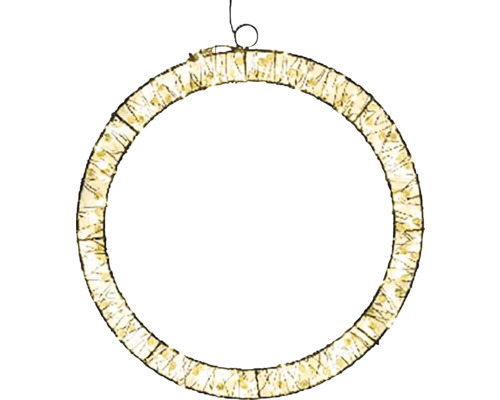 Vianočné osvetlenie veniec s korálkami PEARL 150LED závesný kov biela|teplá 45x0,5x45 cm Kruhový LED svetelný reťaz na dekoráciu