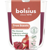 Bolsius vonná sviečka granátové jablko s technológiou Clean Scent, bez palmového oleja a 25 percent rastlinného vosku