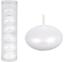 Plávajúce sviečky v priehľadnej nádobe a jednotlivá plávajúca sviečka