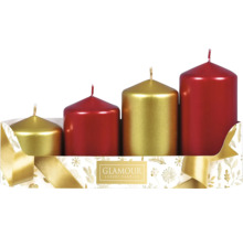 Sada adventných sviečok v zlatej a červenej farbe