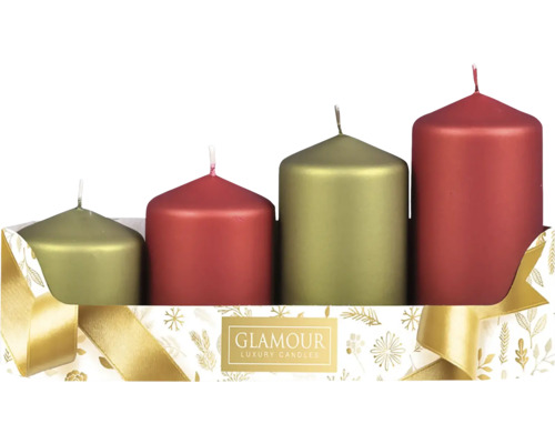 Sviečka adventná STUPŇ.MIX metal lesk Sada adventných sviečok v krabici