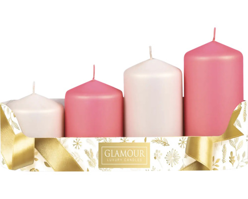 Sviečka adventná STUPŇ.MIX metal lesk Adventné sviečky v odstupňovanej veľkosti v kartónovej krabici