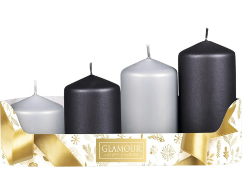 Sviečka adventná STUPŇ.MIX metal lesk Štyri sviečky v balení