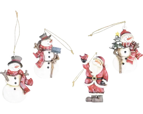 Závesná dekorácia SANTA/SNOWMAN, červená/biela, 30x53 Vianočné ozdoby s motívom snehuliaka a Santa Clausa