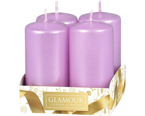 Sviečky adventné Ø 4 x 8 cm metalické ružové 4 ks Štyri sviečky v tvare valca v balení