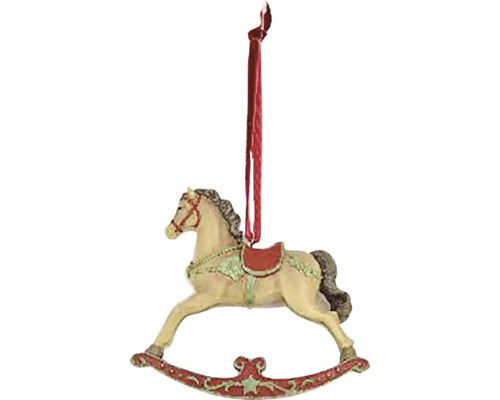 Závesná vianočná dekorácia KONÍK hojdacia polystone 12x11x3 cm Hojdací koník ako vianočná ozdoba na zavesenie