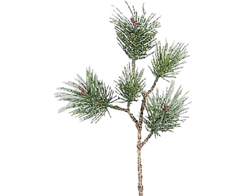Umelá vetva borovice 30 cm zelená plast Dekoratívna vetva jedle s ihličím a šiškami