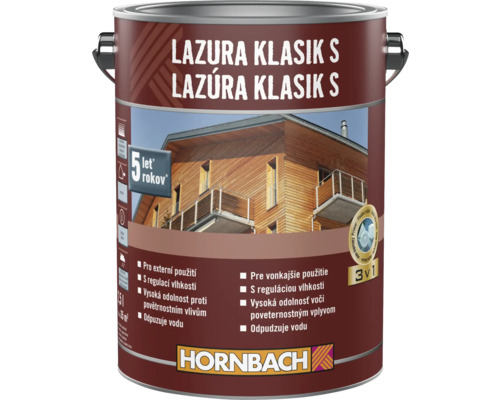 Lazúra na drevo Hornbach Klasik S palisander 2,5 l Lazúra na drevo vo vedre na vonkajšie použitie