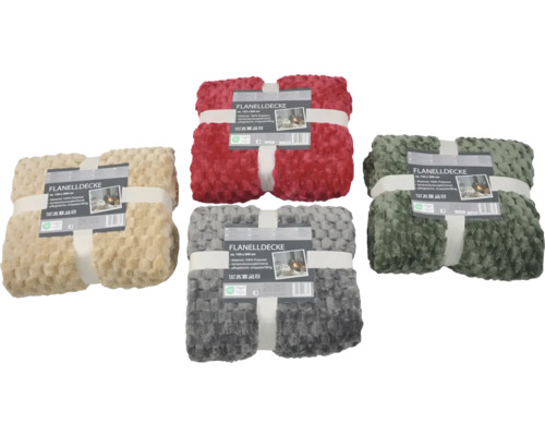 Flanelová deka 150x200cm prelamovací vzor, 100% PES, MIX farieb Niekoľko zabalených flanelových prikrývok z polyesteru, približne 150 x 200 centimetrov