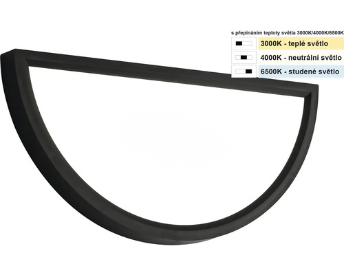 Polkruhová lampa na montáž na stenu