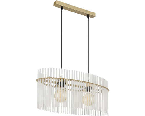 Závesné svietidlo s dvoma žiarovkami a dekoratívnymi prvkami