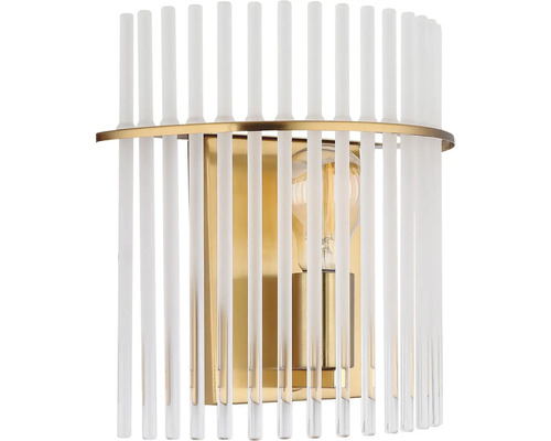 Nástenné svietidlo so sklenenými tyčami a kovovými prvkami