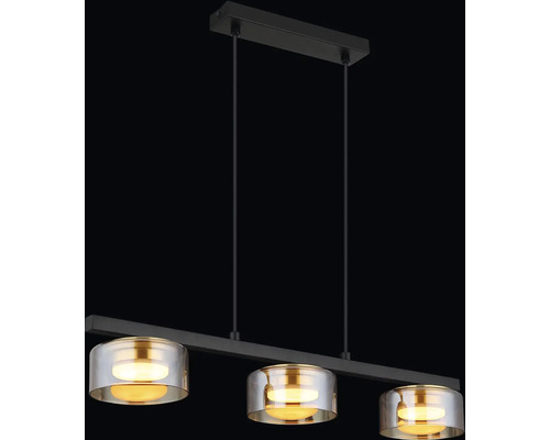Závesné svietidlo s tromi svetlami a sklenenými tienidlami