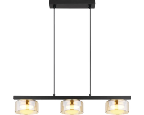Závesná lampa s tromi sklenenými tienidlami