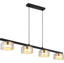 Závesná lampa so štyrmi svetlami a sklenenými tienidlami