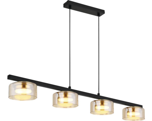 Závesná lampa so štyrmi svetlami a sklenenými tienidlami