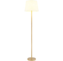 Stojacia lampa s tienidlom a drevenou základňou