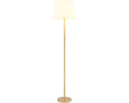 Stojacia lampa s tienidlom a drevenou základňou