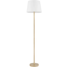 Stojacia lampa s tienidlom a drevenou nohou