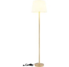 Stojaca lampa s tienidlom a drevenou nohou
