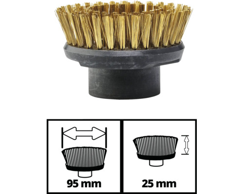 Hrnčeková kefa s mosadznými štetinami a rozmermi 95 x 25 milimetrov