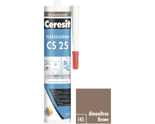 Ceresit Flexsilicone CS 25 sanitárny a obkladový silikón, farba mandľovo hnedá