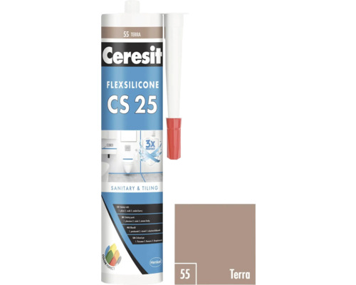 Ceresit Flexsilicone CS 25 sanitárny a obkladový silikón, farba Terra