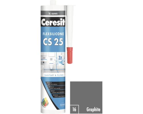 Ceresit Flexsilicone CS 25 sanitárny a škárovací silikón, farba grafit