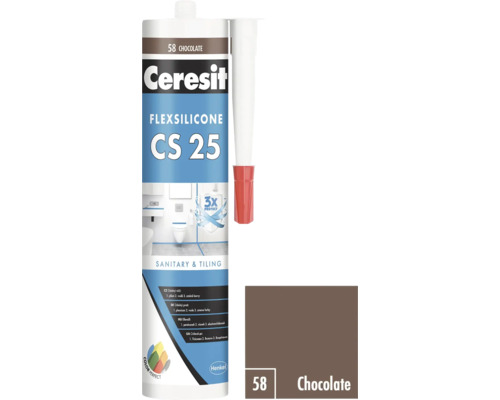 Ceresit Flexsilicone CS 25 sanitárny a škárovací silikón, odtieň čokoláda