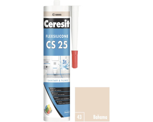 Silikón sanitárny Ceresit CS 25 SANITARY 280 ml 43 bahama Sanitárny a obkladový tmel Ceresit Flexsilicone CS 25