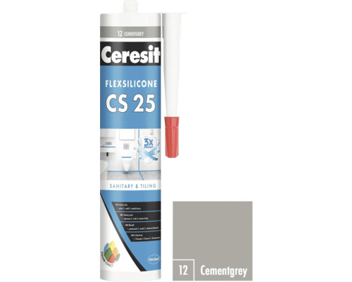 Ceresit Flexsilicone CS 25 sanitárny a škárovací silikón, cementovo sivá
