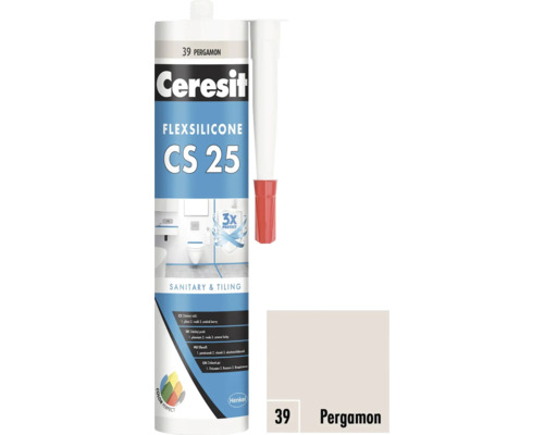 Ceresit Flexsilicone CS 25 sanitárny a obkladový silikón, odtieň Pergamon