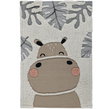 Koberec s motívom hrocha a rastlinným vzorom