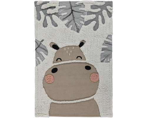 Koberec s motívom hrocha a rastlinným vzorom