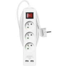 Predlžovací kábel s tromi zásuvkami a dvoma USB portami
