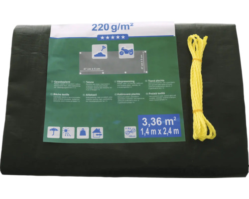 Krycia plachta so žltou šnúrou, veľkosť 1,4 metra krát 2,4 metra
