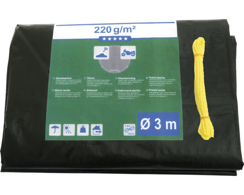 Krycia plachta s gramážou 220 gramov na meter štvorcový a priemerom tri metre