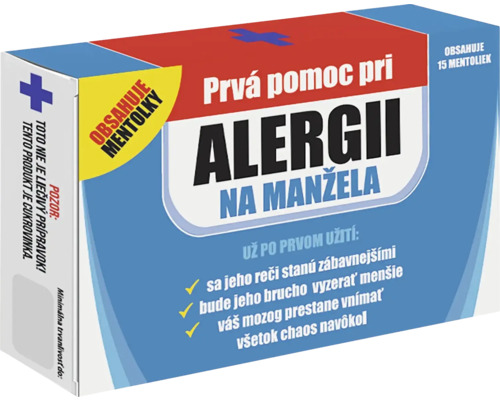 Balenie cukríkov proti alergii na manžela