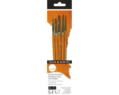 Súprava akrylových štetcov Daler Rowney, päť štetcov so syntetickými štetinami