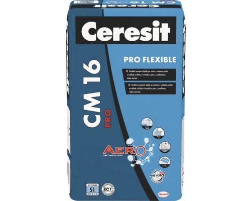 Flexibilné lepidlo Ceresit CM 16 PRO Aero S1 25 kg cementové Balenie flexibilného cementového lepidla na obklady a dlažby Ceresit CM 16 Pro